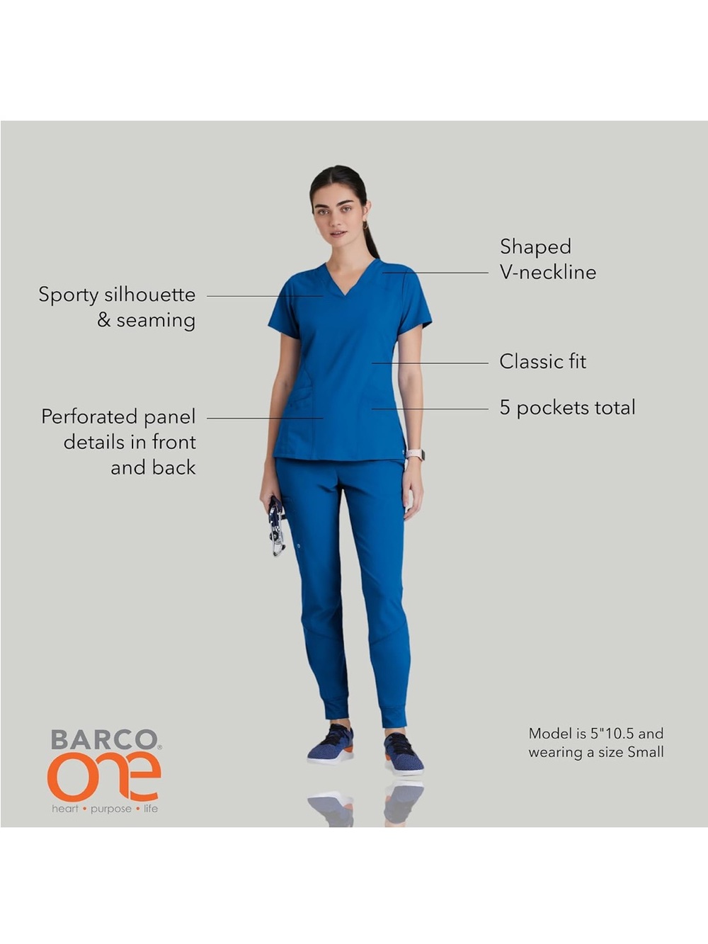 Barco One Scrub set in size Small-XS/ Royal Blue color/ Small Top/ XS Bottom